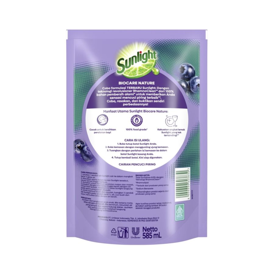 Sunlight Biocare Nature Blueberry Cairan Cuci Piring 600gram