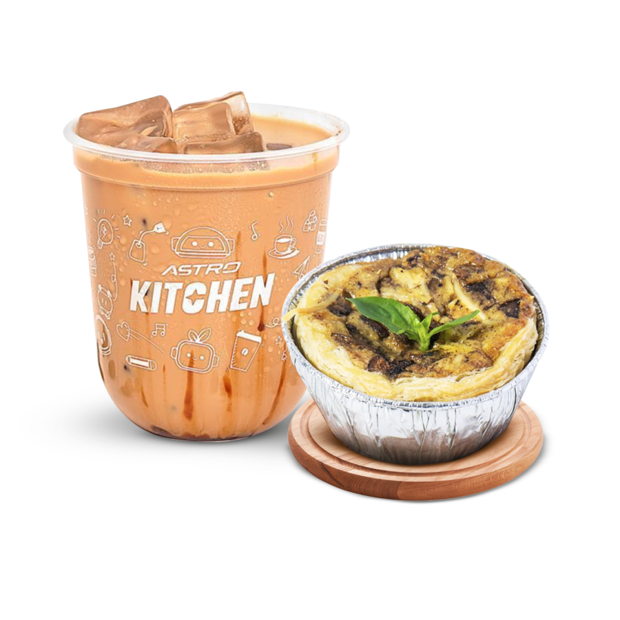 [Bundle] Quiche with Mushroom & Smoked Beef Truffle & Iced Kopi Susu Gula Aren (Espresso Base) - Regular (Iced)