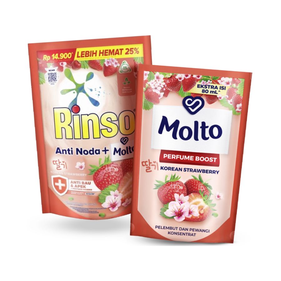 Bundle Rinso Molto Korean Strawberry Detergent & Pelembut