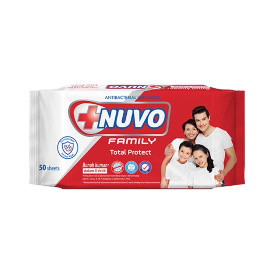 Nuvo Tisu Basah Antiseptik Merah 50'S/Tisu Basah Antiseptik 50sheets