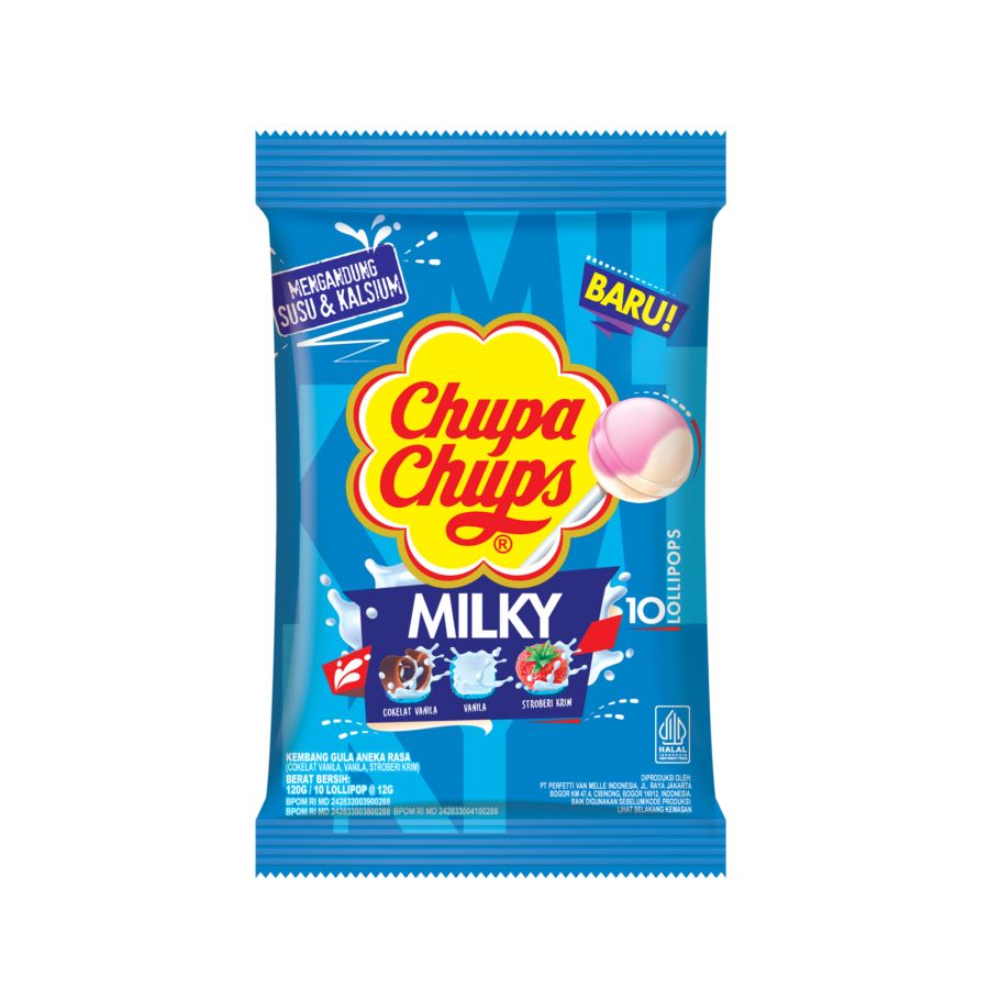 Chupa Chups Lollipops Milky 120g - Permen Lolipop Susu Creamy 120gram