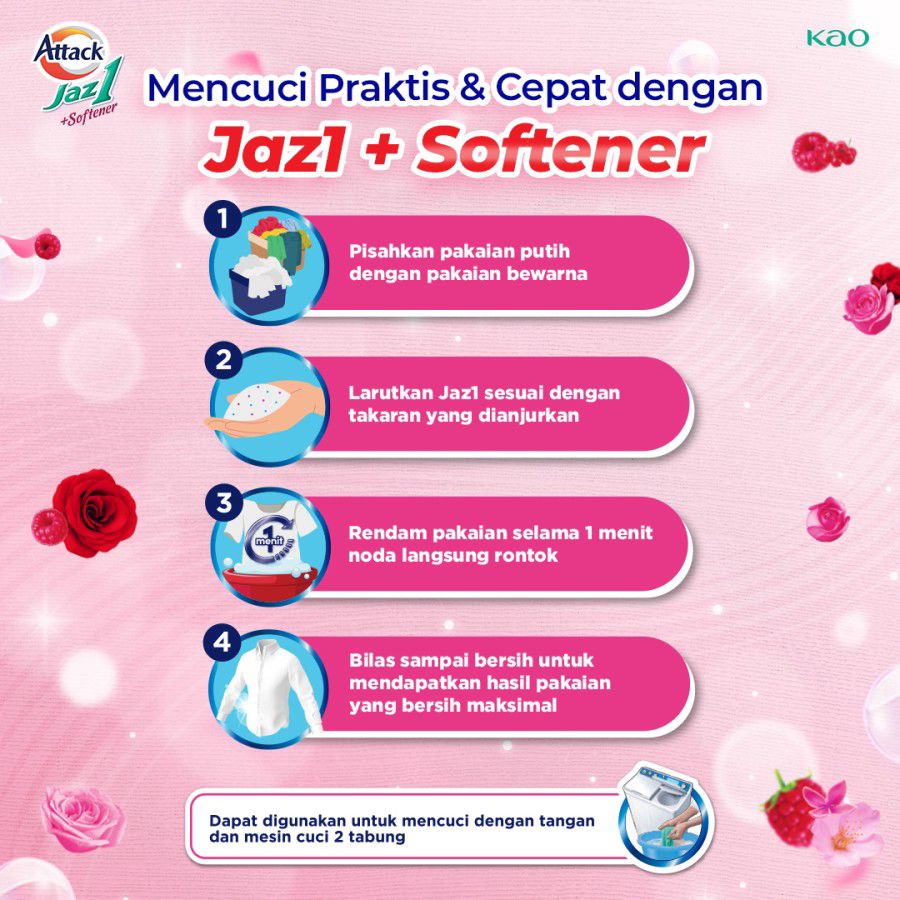 Attack Jaz1 Rose Berry Deterjen Bubuk Bag 1400gram