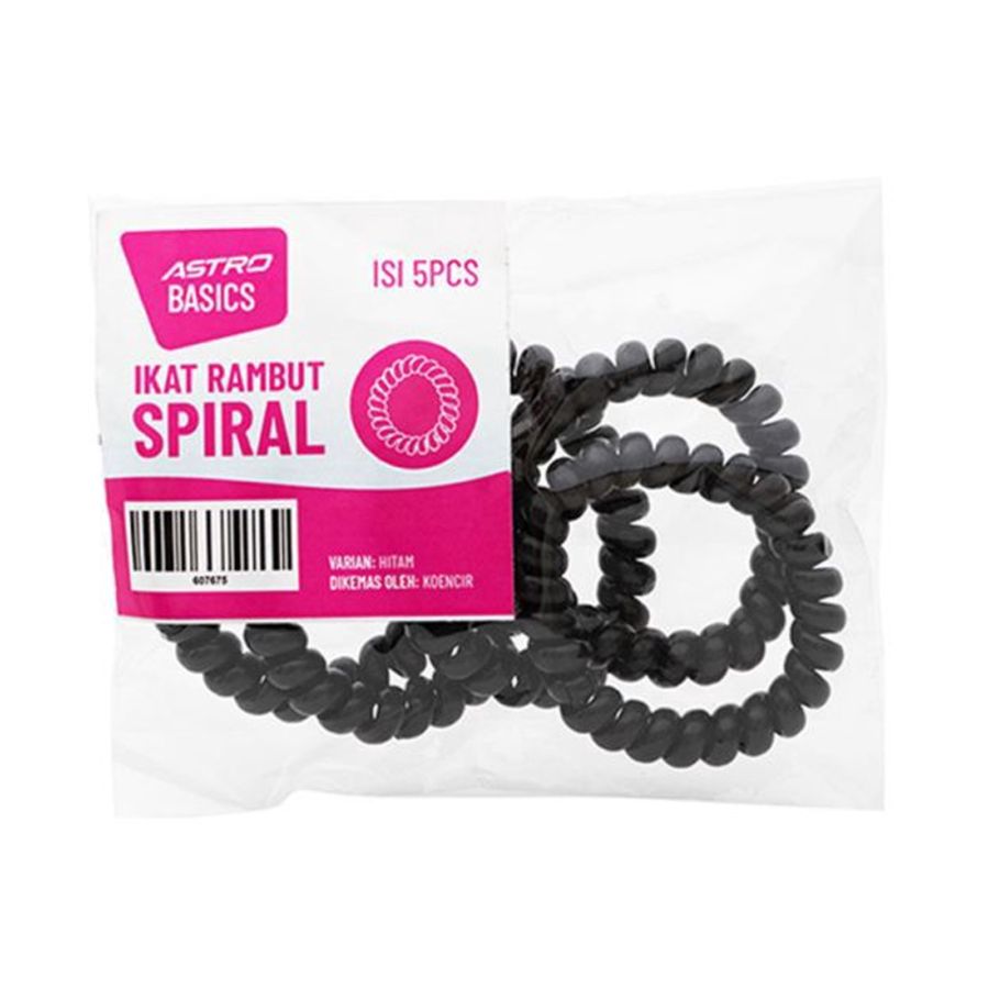 Ikat Rambut Spiral - Black/Hair Tie - Astro Basics 1packs