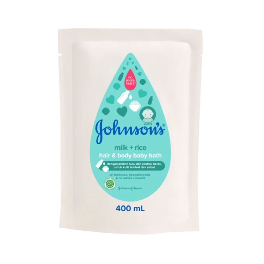 Johnson's Baby Hair & Body Baby Bath Milk + Rice Pouch 400ml