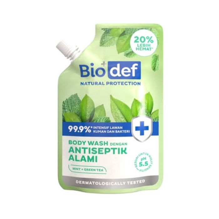 Biodef Natural Protection Mint + Green Tea Body Wash Antiseptik Alami Pouch