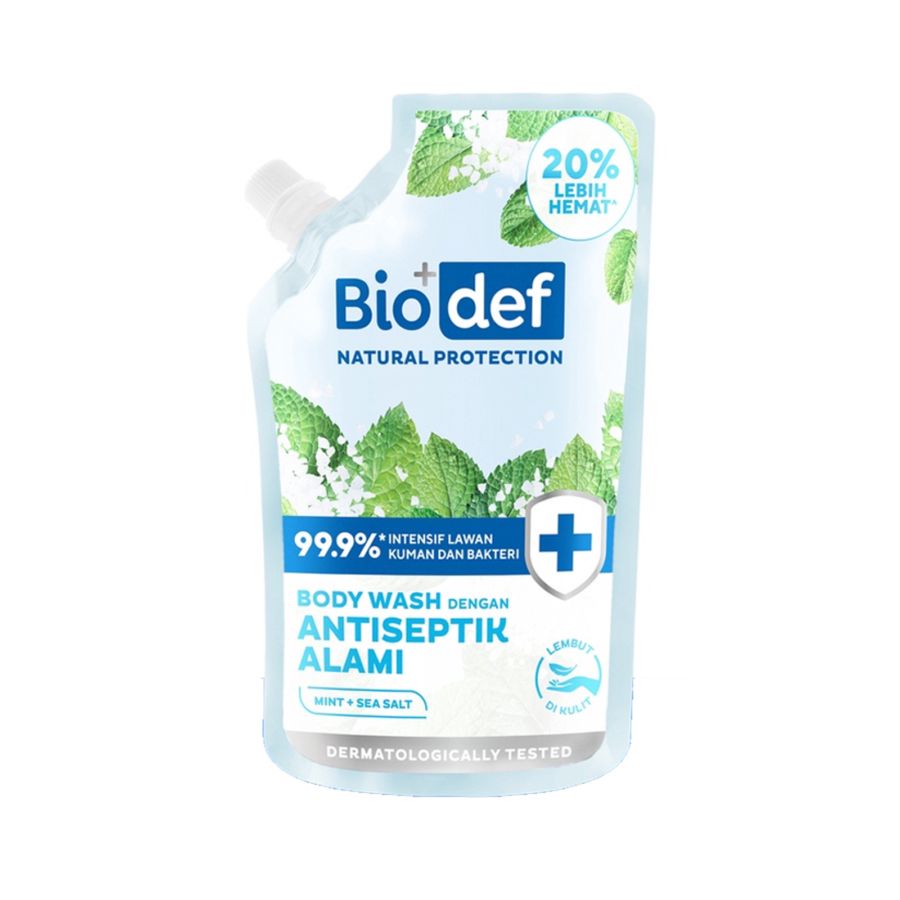 Biodef Natural Protection Mint+Sea Salt Body Wash Antiseptik Alami Pouch 400ml