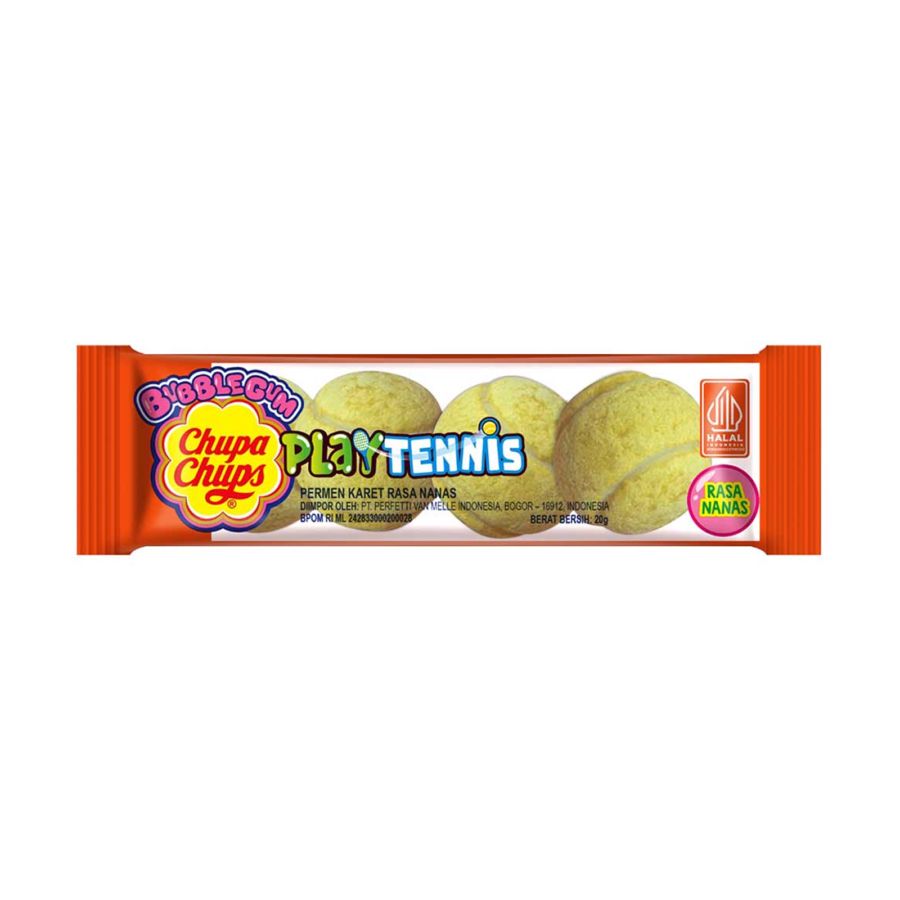 Chupa Chups Bubble Gum Play Tennis 20g - Permen Karet Tenis Rasa Nanas 20gram