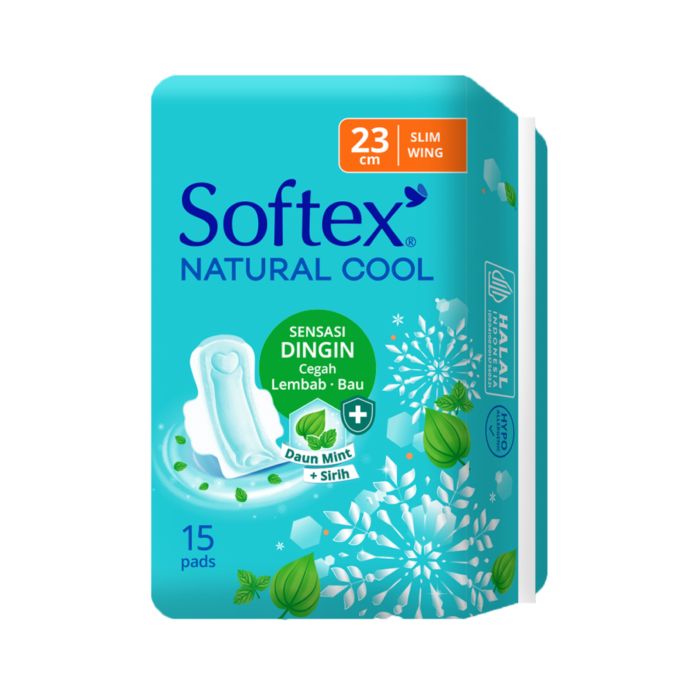 Softex Natural Cool Super Slim 23cm Pembalut Kewanitaan 15pads 1pack