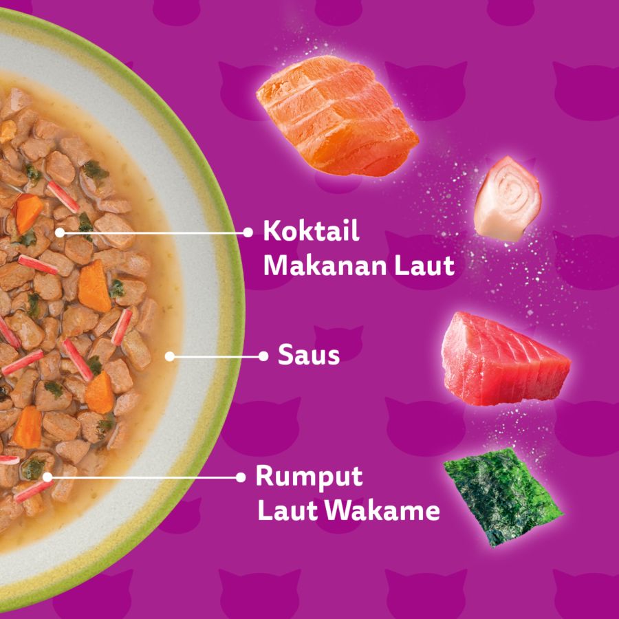 Whiskas Tasty Mix Seafood Cocktail Adult Makanan Kucing Basah Pouch 70gram