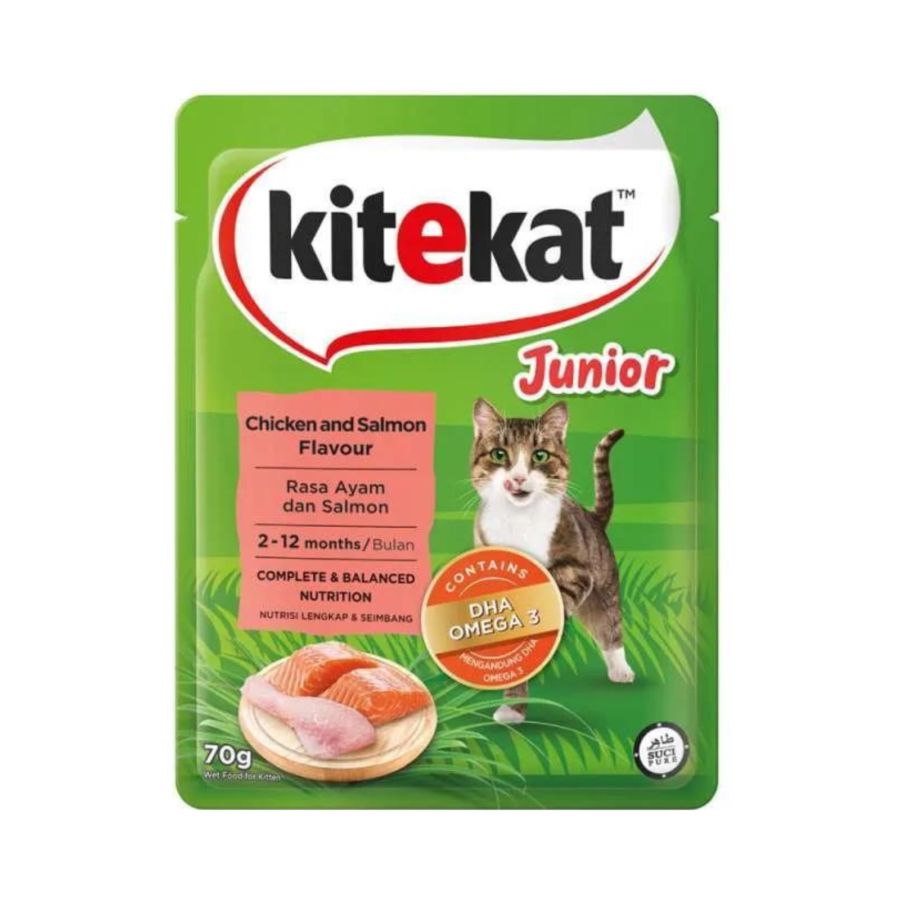 Kitekat Makanan Anak Kucing Basah Rasa Rasa Ayam & Salmon 70gram