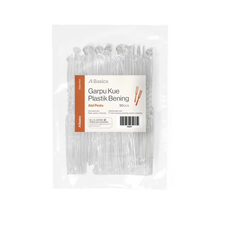 Garpu Kue Plastik Bening A Basics Isi 50 pcs 1pack