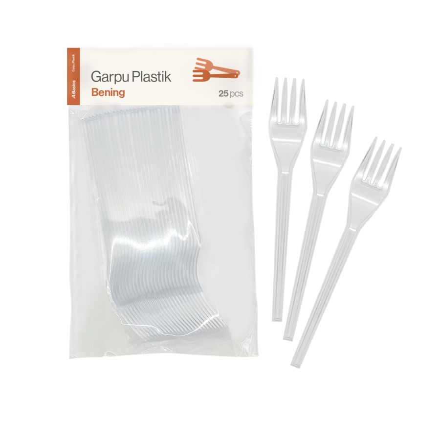 Garpu Plastik Bening 25 pcs - Astro Basics 1packs