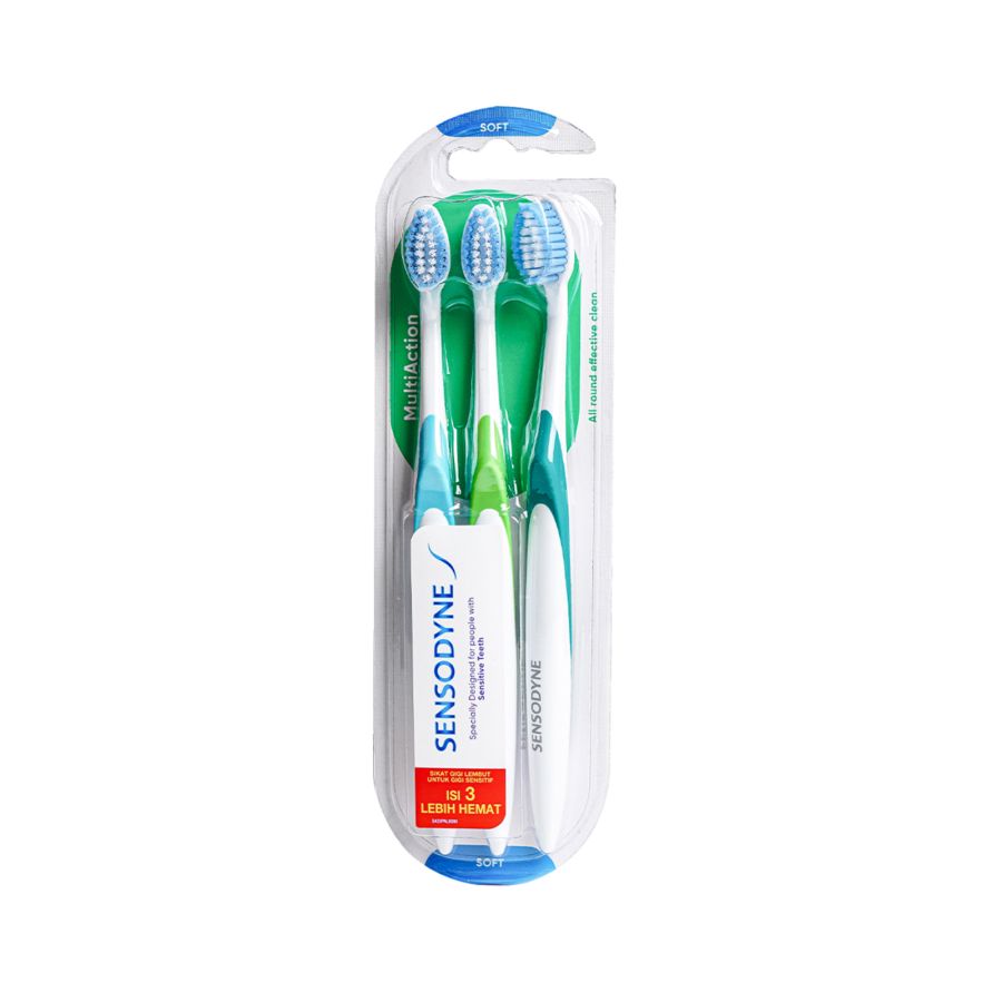 Sensodyne Sikat Gigi Sensitif|Sensodyne Toothbrush Multi Action Soft 3s 1packs