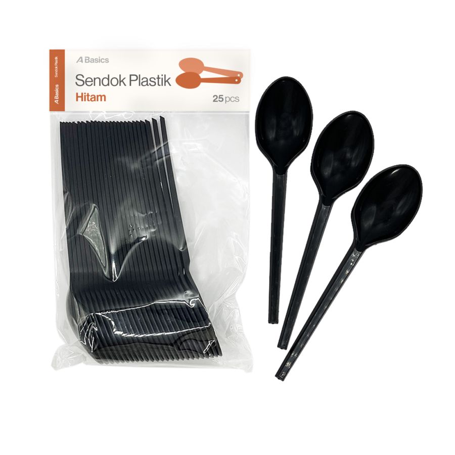 Sendok Plastik Hitam 25 pcs - Astro Basics 1packs