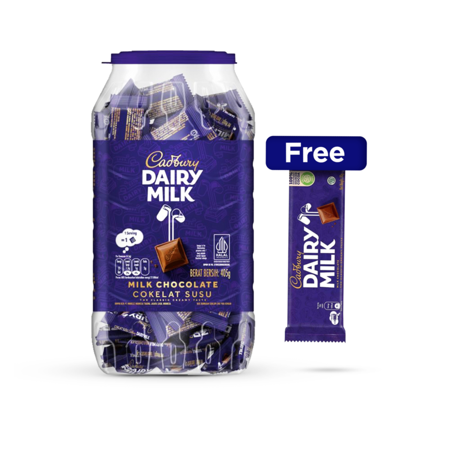 Bundle Cadbury Dairy Milk Cokelat Neaps Jar 405 gram Free Cadbury Dairy Milk 90 gram