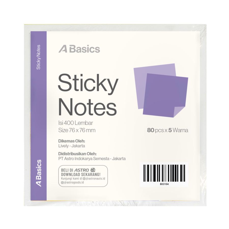 Sticky Notes 80 pcs x 5 warna - Astro Basics 1packs