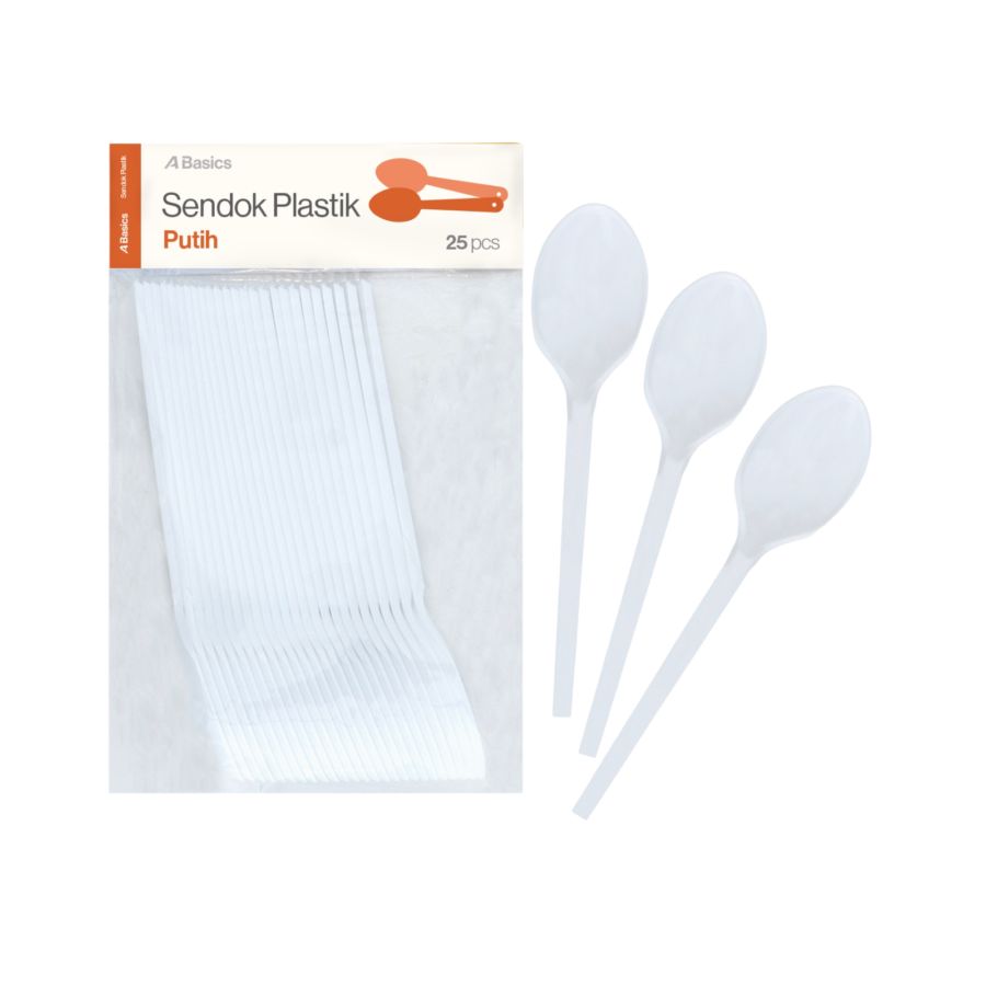 Sendok Plastik Putih 25 pcs - Astro Basics 1packs