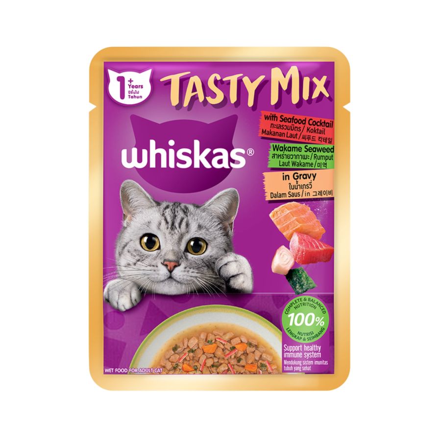 Whiskas Tasty Mix Wet Cat Food Seafood Cocktail Pouch 70gram