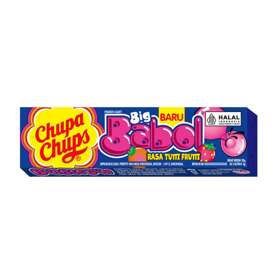 Chupa Chups Big Babol Tutty Fruity Permen Karet 20gram 20gram