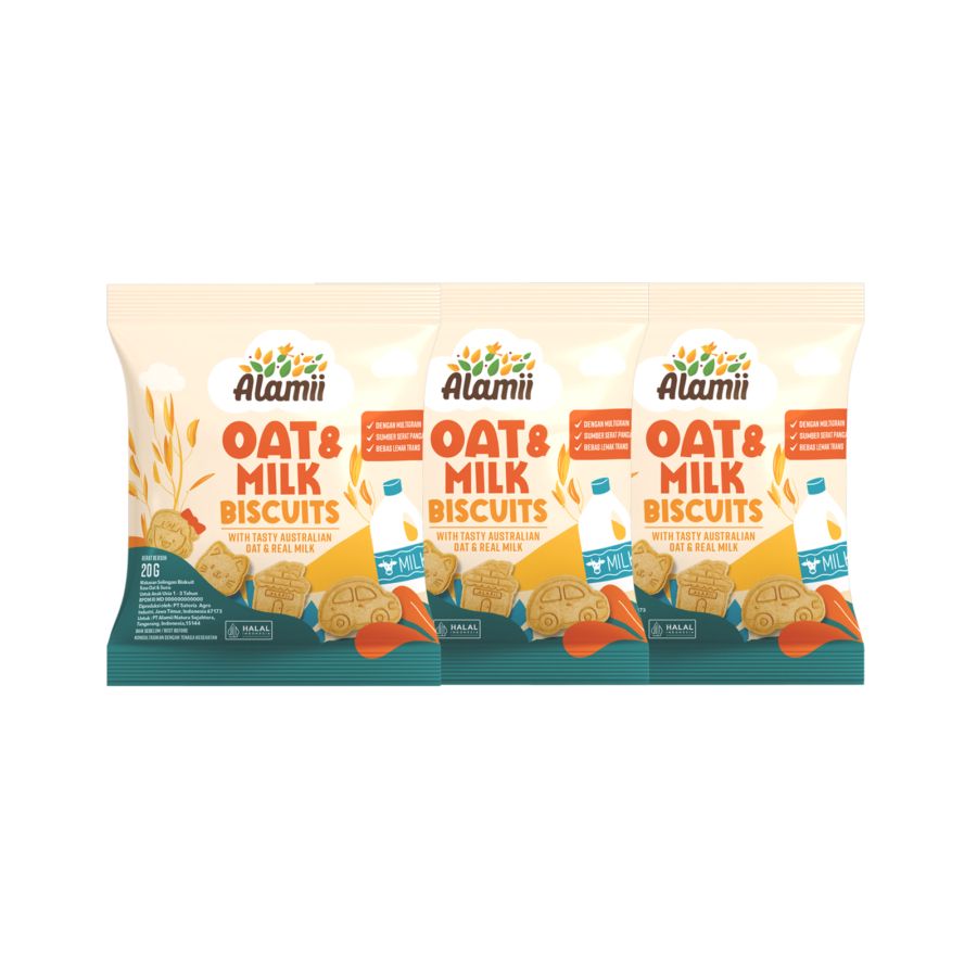 Alamii Multigrain Biscuits Oat & Milk Snack Bayi 60gr 3pcs