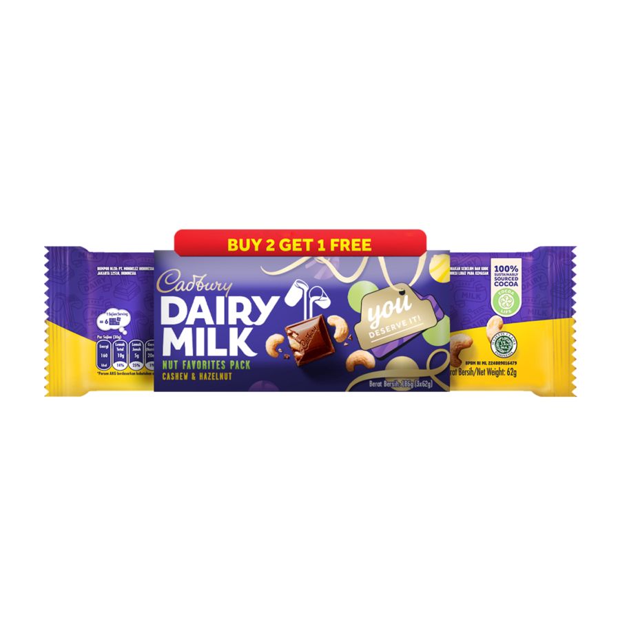 Cadbury Dairy Milk B2G1 Cashew  3x62G 62gram