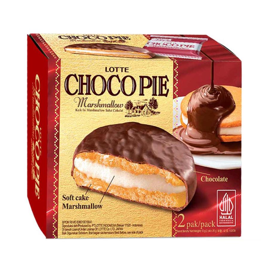 Lotte Choco Pie Marshmallow Sandwich Biscuit Box 52gram