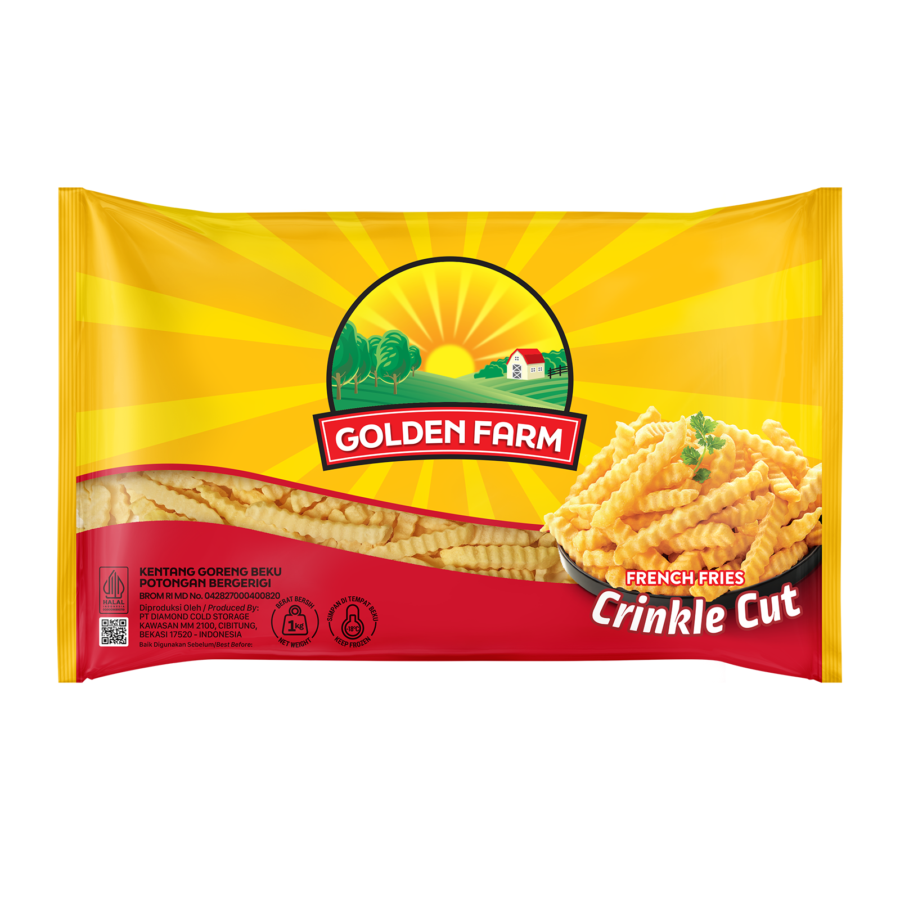 Golden Farm French Fries Crinckle Cut/Kentang Beku 1kg