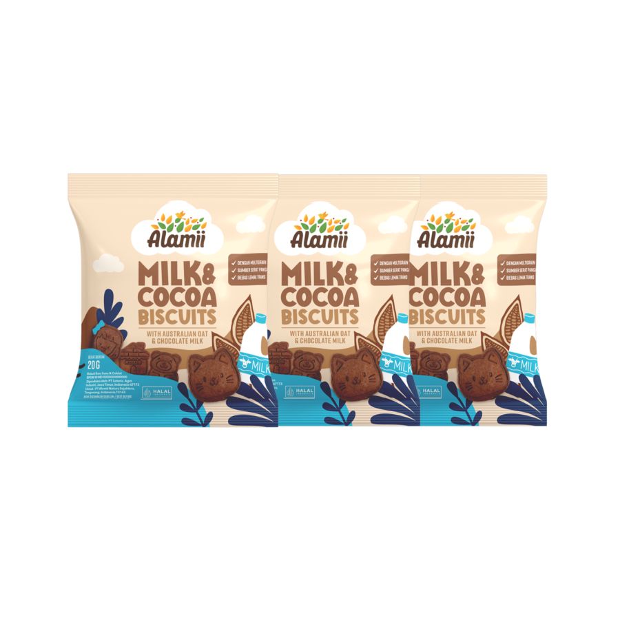 Alamii Multigrain Biscuits Milk & Cocoa Snack Bayi 60gr 3pcs
