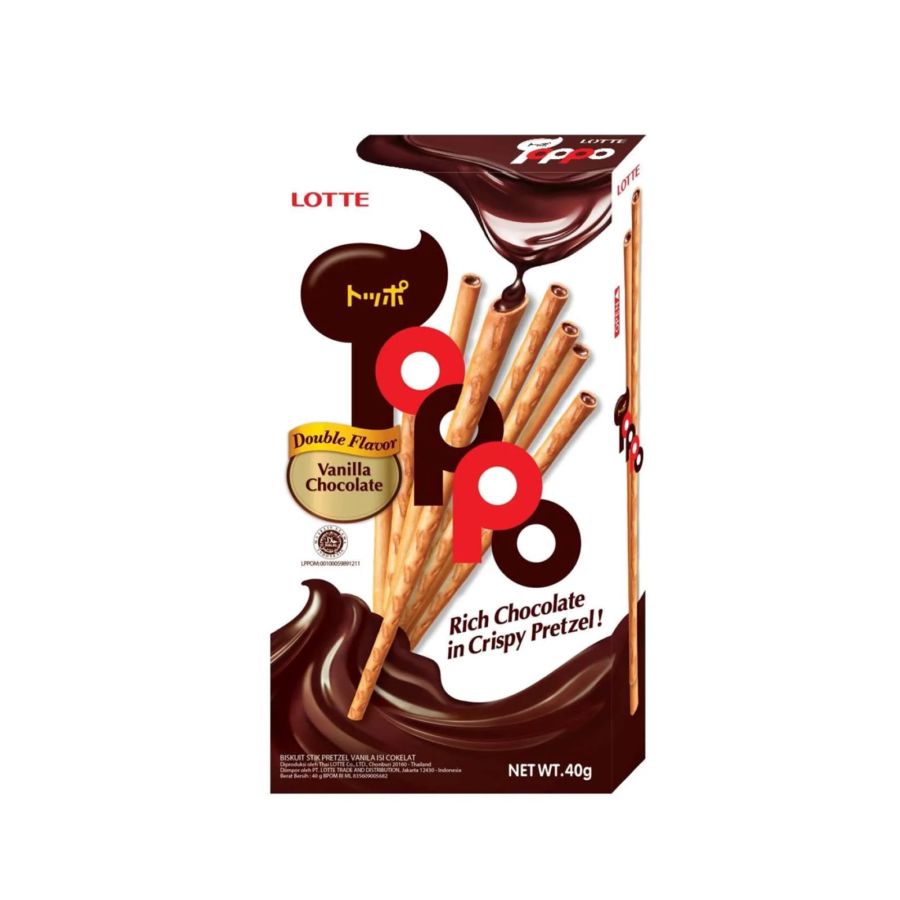 Lotte Toppo Vanilla Chocolate Biscuit Stick Box 40gram