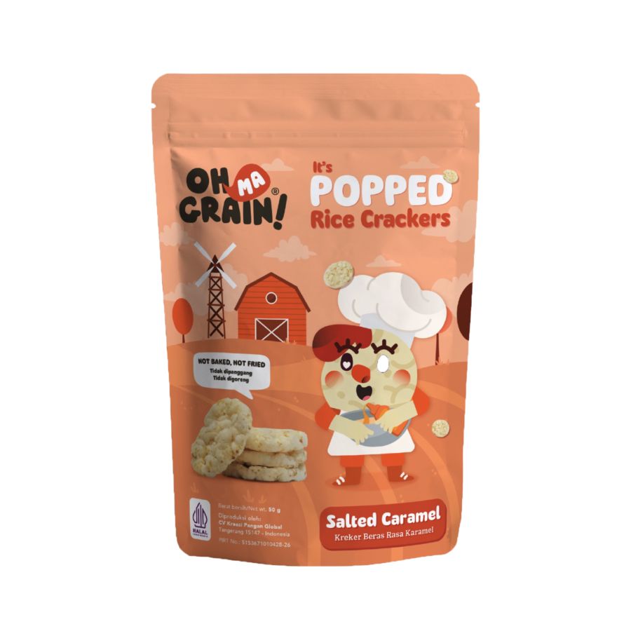 Oh Ma Grain! Popped Rice Crackers Salted Caramel 50gram