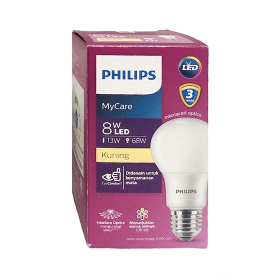 Philips LED Bulb MyCare 8W E27 3000K (Warm/Kuning)