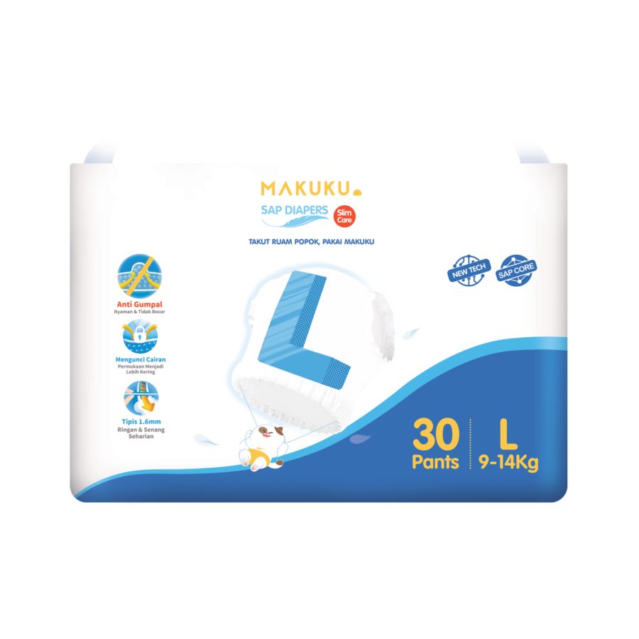 MAKUKU SAP Diapers - Slim Care Pants L30 Popok Bayi 1packs