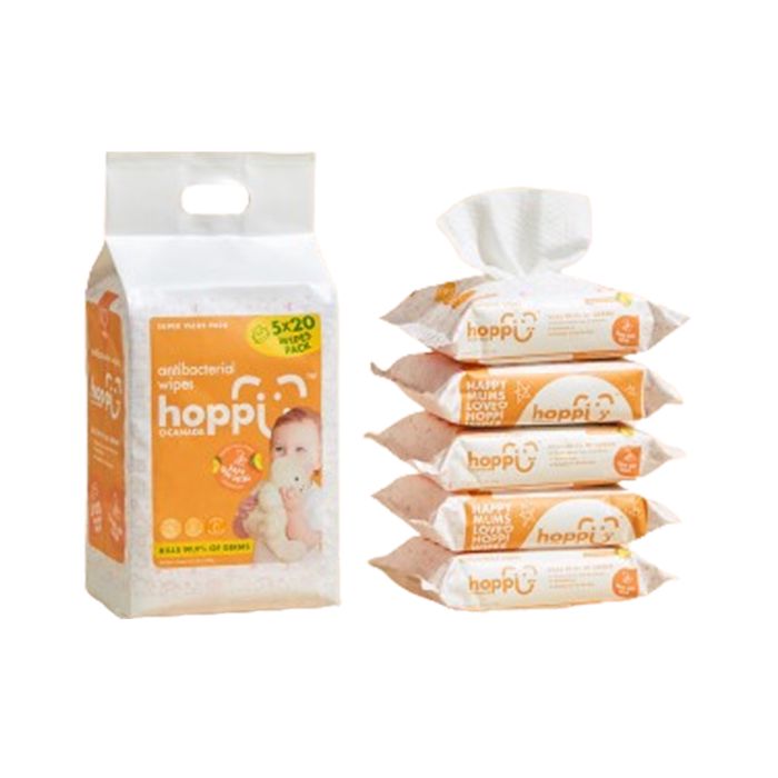 Hoppi Tisu Basah Bayi Anti-Bakteri 5pack x 20lembar