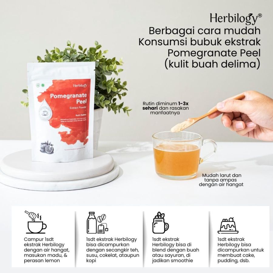 Herbilogy Pomegranate Peel (Kulit Delima) Extract Powder 100gram