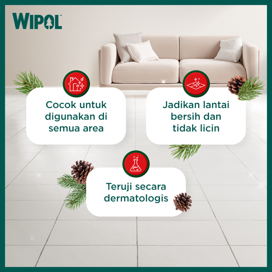 Wipol Karbol Cemara Pembersih Lantai Pouch 1500ml