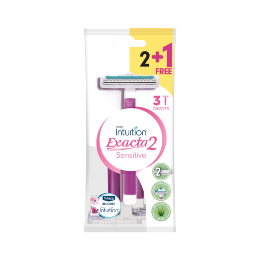 Schick Intuition Exacta 2 Sensitive Women 2 + 1 Pink 3pcs