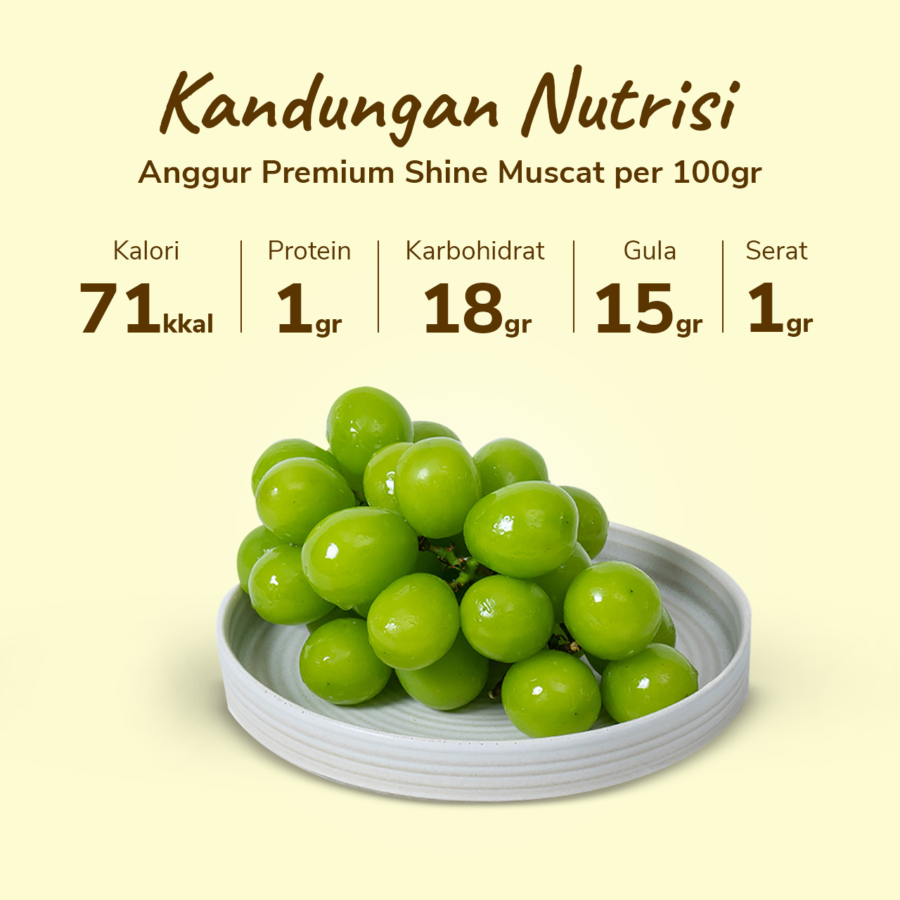 Anggur Hijau Shine Muscat Less Seed Astro Farm 450-500gram