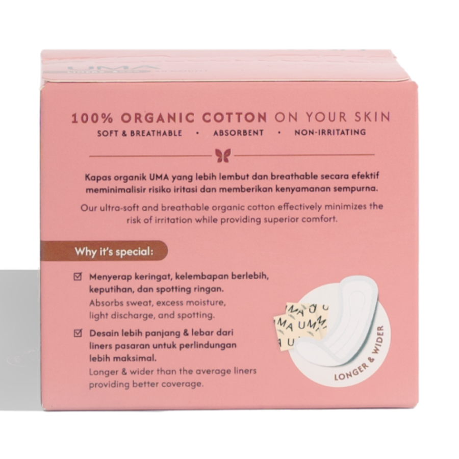 Uma Oragnic Cotton Cover Liners for Daily Use 18 cm 20pads