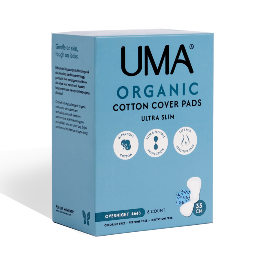 Uma Organic Cotton Cover Pads Ultra Slim Overnight 35cm Pembalut Kewanitaan 8pads