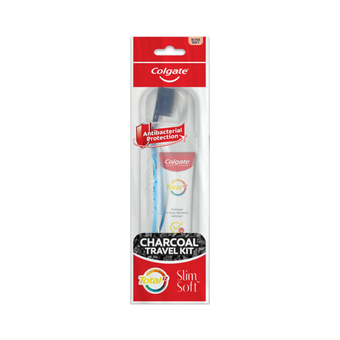 Colgate Travel Kit Slimsoft Charcoal Toothbrush + Total Charcoal Toothpaste