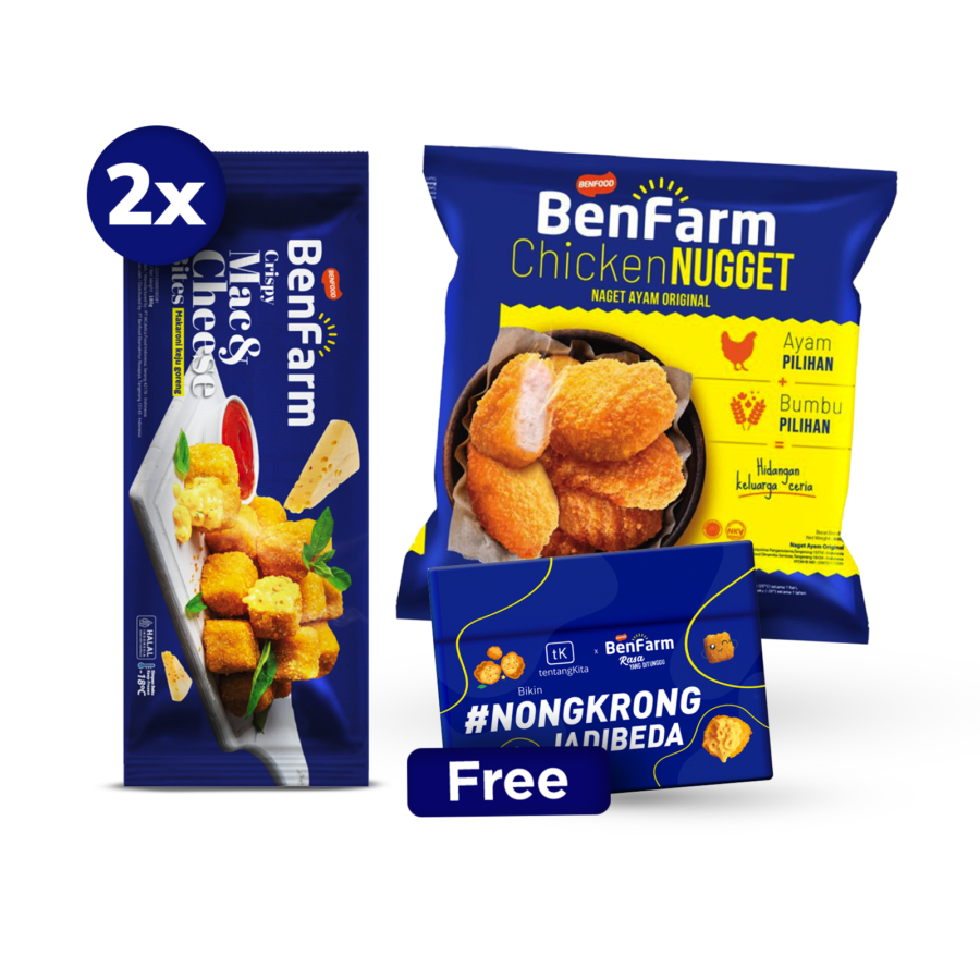 Buy 2 Benfarm Mac and Cheese Bites 180gram  + 1 Benfarm Chicken Nugget Original 400gram Free Kartu Tentang Kita Benfarm