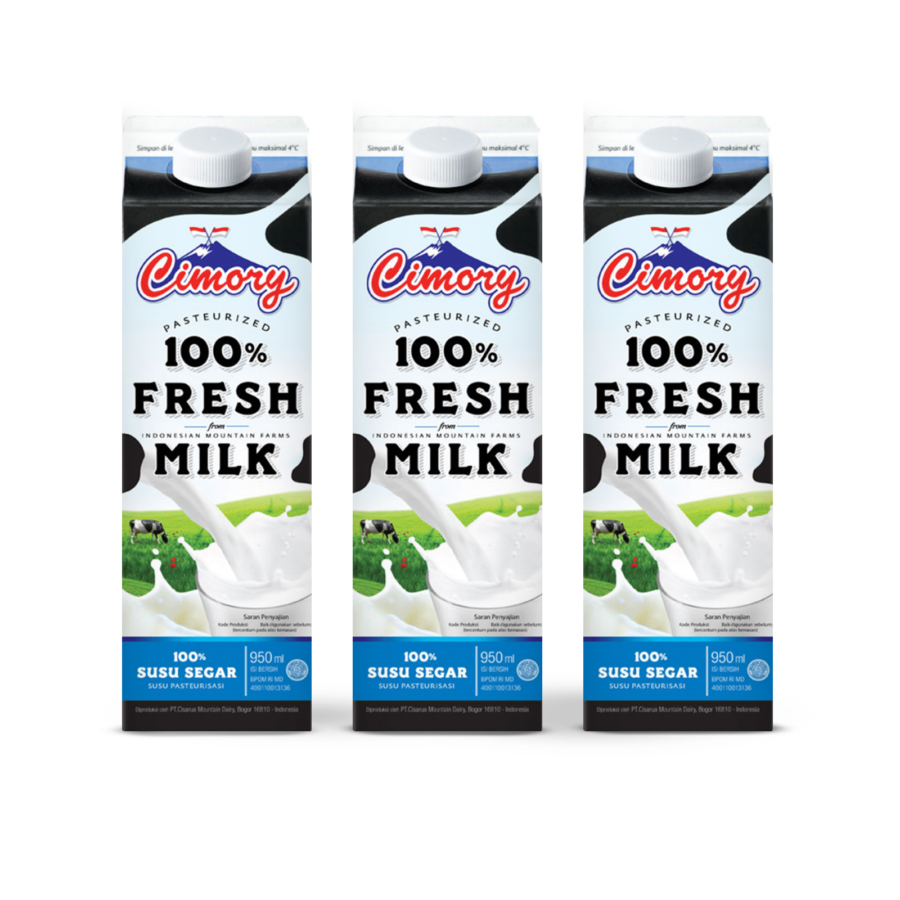 Bundle 3 Cimory Fresh Milk Plain/Susu Segar 950 ml