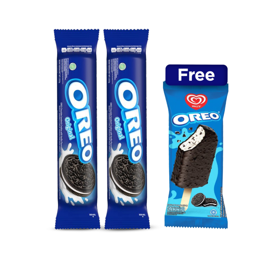 Buy 2 Oreo Biskuit Vanilla/Biscuit 119gram Free Walls Oreo Stick Ice Cream 80ml