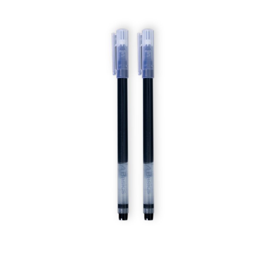 Pulpen Gel 0,5mm Hitam A Basics 2pcs
