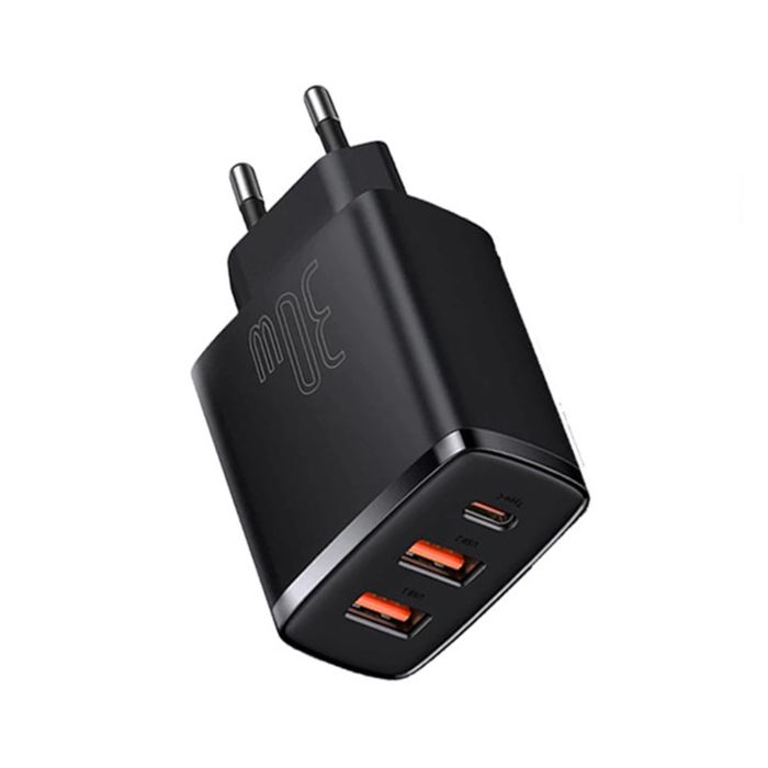 Baseus Kepala Charger Quick Charging Typec Dual USB 30W Pd Fast Charge Hitam