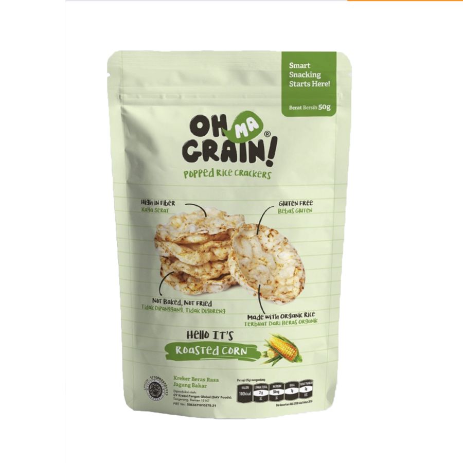 Oh Ma Grain! Roasted Corn Popped Rice Crackers 50gram 50gram