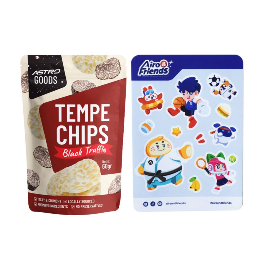 Bundle Tempe Chips Black Truffle - Astro Goods/Keripik Tempe 60 gram Get 1 Sticker Sheet Airo & Friends - Sport