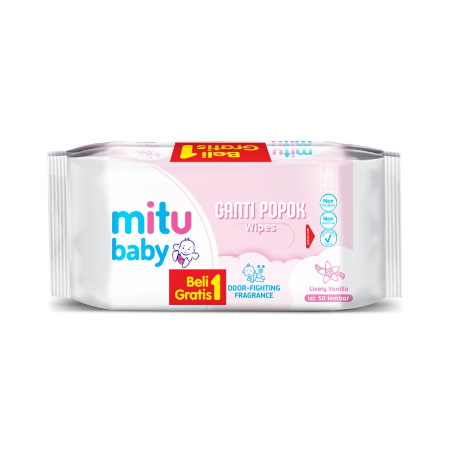 Mitu Baby Wipes Ganti Popok Lively Vanilla BOGOF /Tissue Basah Bayi 50sheets