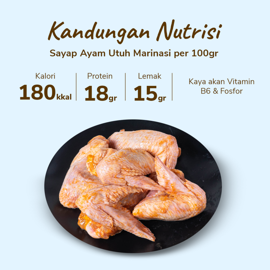 Sayap Ayam Utuh Marinasi HOT Astro Farm 450-550gram