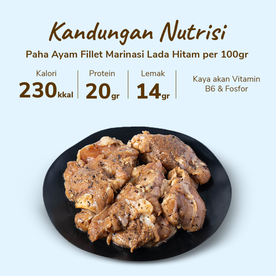 Paha Ayam Fillet Marinasi Lada Hitam Astro Farm 450-550gram